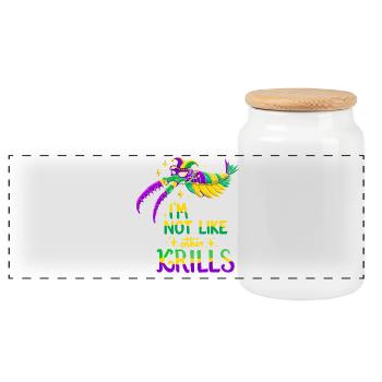 Mardi Gras Crab - Panoramic Cookie Jar with Wooden Lid - white - Front