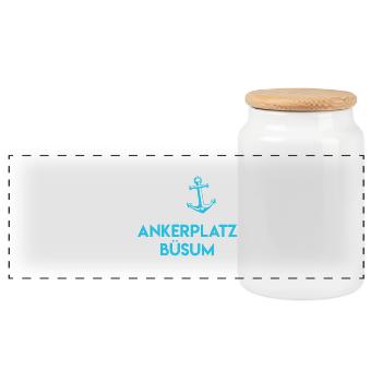 Vacances en mer du Nord ANKERPLATZ BÜSUM Fun - Boîte à biscuits avec couvercle en bois - blanc - Devant