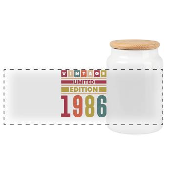 Anniversaire 1986 Vintage Limited Edition Rétro  - Boîte à biscuits avec couvercle en bois - blanc - Devant
