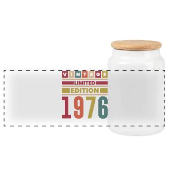 Jubiläum 1976 Vintage Limited Edition Retro - Panorama Keksdose mit Holzdeckel - Weiß - Vorne