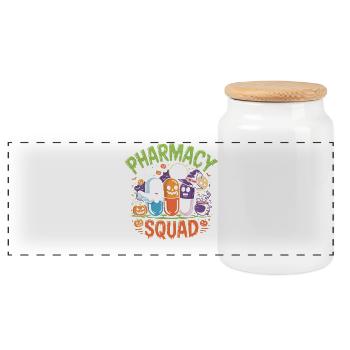 Pharmacy Squad Halloween - Panoramic Cookie Jar with Wooden Lid - white - Front