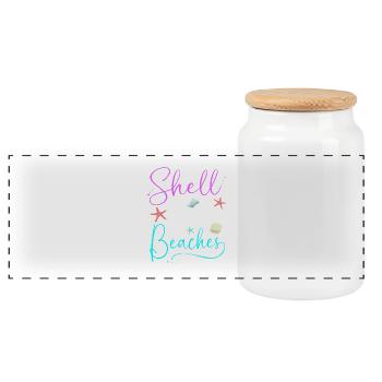 Shell collector shell - Panoramic Cookie Jar with Wooden Lid - white - Front