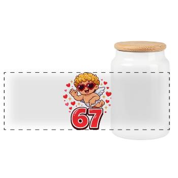 Cupid Days 67 Liebe Herz Geschenk Niedlich - Panorama Keksdose mit Holzdeckel - Weiß - Vorne