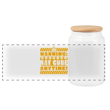 Speedcubing Speed Cube Warning May Cube Anytime - Panorama Keksdose mit Holzdeckel - Weiß - Vorne