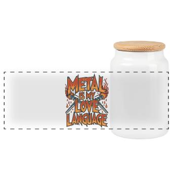 Le métal soudeur est mon langage d’amour : soudure en métal - Boîte à biscuits avec couvercle en bois - blanc - Devant
