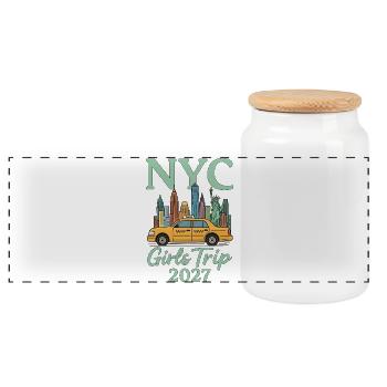 NYC Girls Trip 2027 - Panoramic Cookie Jar with Wooden Lid - white - Front