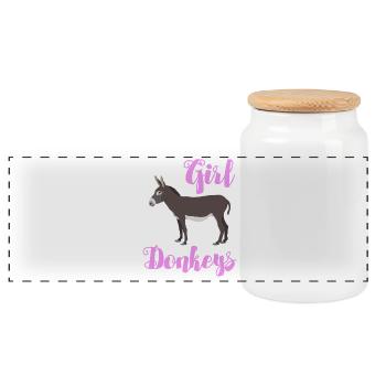 Just A Girl Who Loves Donkeys - Panoramic Cookie Jar with Wooden Lid - white - Front