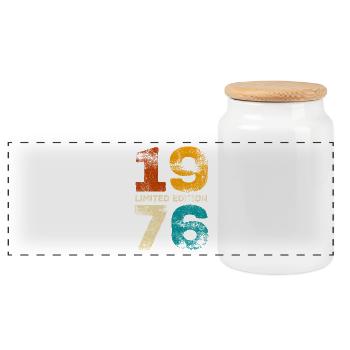 Édition limitée cadeau rétro d’anniversaire 1976 - Boîte à biscuits avec couvercle en bois - blanc - Devant