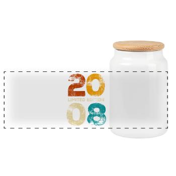 Limited Edition 2008 Retro Geburtstag Geschenk - Panorama Keksdose mit Holzdeckel - Weiß - Vorne