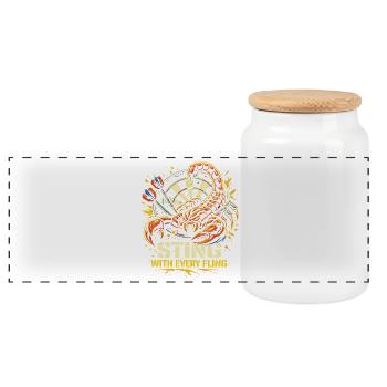 Fléchettes | Pique à chaque aventure - Skorpion - Boîte à biscuits avec couvercle en bois - blanc - Devant
