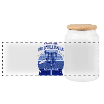 Disc Golf No Little Balls Just Big Discs Basket - Panoramic Cookie Jar with Wooden Lid - white - Front