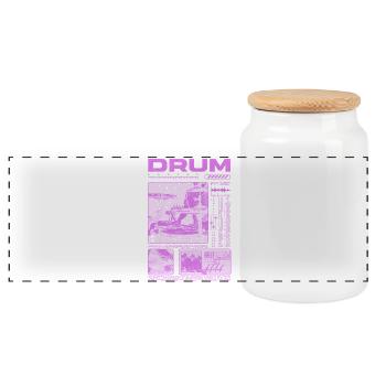Rock Drummer Drum Player Streetwear - Panoramic Cookie Jar with Wooden Lid - white - Front