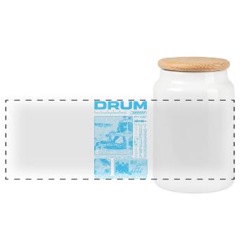 Rock Drummer Drum Player Streetwear - Panoramic Cookie Jar with Wooden Lid - white - Front