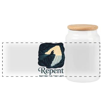 Repens-toi avant qu’il ne soit trop tard - Boîte à biscuits avec couvercle en bois - blanc - Devant
