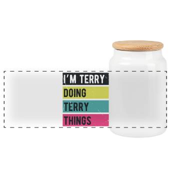 Je suis Terry qui fait des couleurs rétro de Terry Things - Boîte à biscuits avec couvercle en bois - blanc - Devant