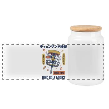 Disc Golf Addict Since 1975 Funny Disc Golfer - Panoramic Cookie Jar with Wooden Lid - white - Front