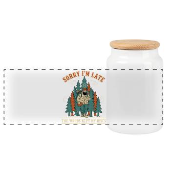 Désolé pour le retard Les bois ont gardé mes disques Disc golf - Boîte à biscuits avec couvercle en bois - blanc - Devant