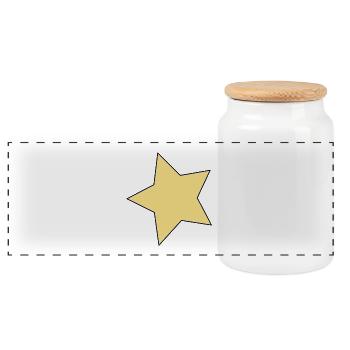 Yellow Star Contour Accent - Panoramic Cookie Jar with Wooden Lid - white - Front