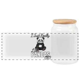 Ich mag Pandas einfach wirklich gut. - Panorama Keksdose mit Holzdeckel - Weiß - Vorne