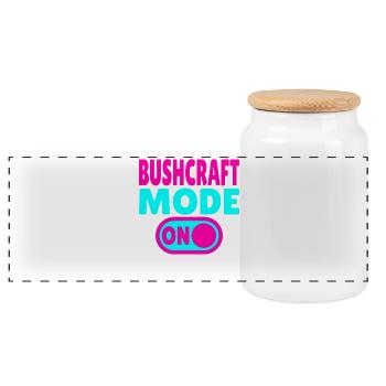 Bushcraft Mode ON – Turn on forest life - Panoramic Cookie Jar with Wooden Lid - white - Front