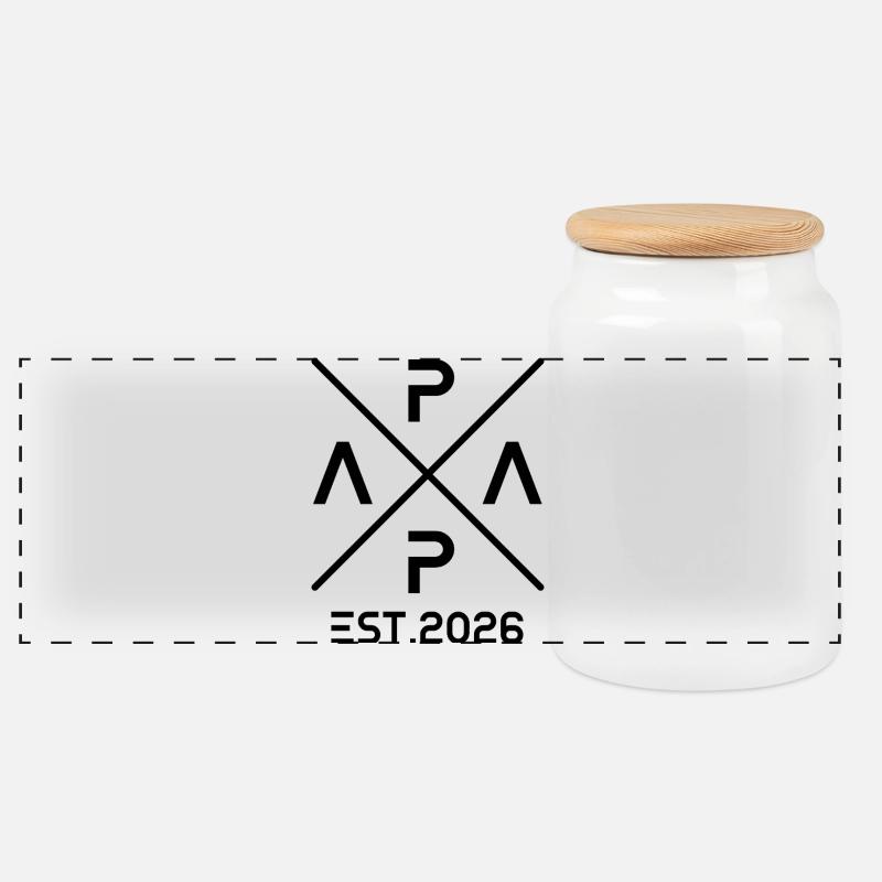 Papa est. 2026 Vater 2026 Erstes Mal Papa 2026 - Panorama Keksdose mit Holzdeckel - Weiß