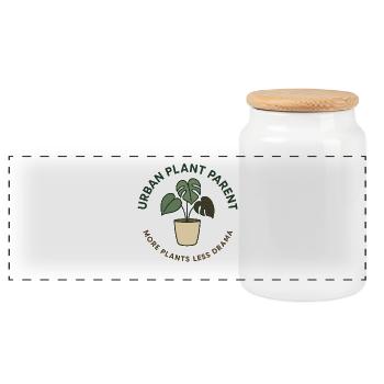 Urban Plant Parent - Panoramic Cookie Jar with Wooden Lid - white - Front