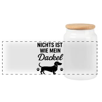 My dachshund saying - Panoramic Cookie Jar with Wooden Lid - white - Front
