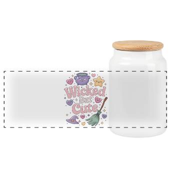 Sorcellerie Méchante Mais Mignonne Aime les Symboles Runiques - Boîte à biscuits avec couvercle en bois - blanc - Devant