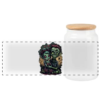 Valentine Zombie Love - Panoramic Cookie Jar with Wooden Lid - white - Front