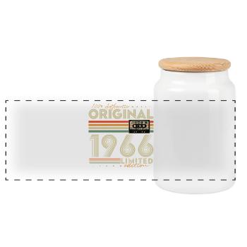 Anniversaire original vintage rétro vintage de 1966 - Boîte à biscuits avec couvercle en bois - blanc - Devant