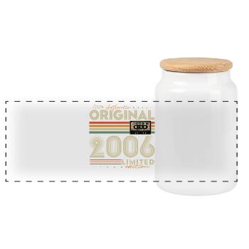 Anniversaire original vintage rétro vintage 2006 - Boîte à biscuits avec couvercle en bois - blanc - Devant