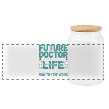 Future déclaration de sauveteur médecin - Boîte à biscuits avec couvercle en bois - blanc - Devant