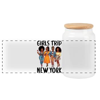 New York Girls Trip - Panoramic Cookie Jar with Wooden Lid - white - Front