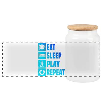 Modern Floorball Artwork - Panoramic Cookie Jar with Wooden Lid - white - Front