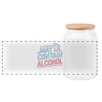 May Contain Alcohol Alkohol Mallorca Saufen JGA - Panoramic Cookie Jar with Wooden Lid - white - Front
