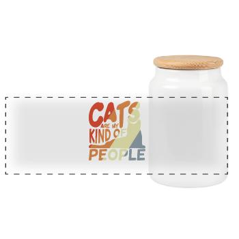 Cats Are My Kind of People - Panoramic Cookie Jar with Wooden Lid - white - Front