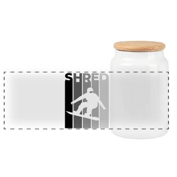 SHRED Snowboarder – Diction et action sur le snowboard - Boîte à biscuits avec couvercle en bois - blanc - Devant