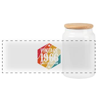 Limited Edition 1966 Geburtstag Geschenk - Panorama Keksdose mit Holzdeckel - Weiß - Vorne
