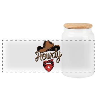 Howdy Cowboy - Western Rope Design - Panorama Keksdose mit Holzdeckel - Weiß - Vorne