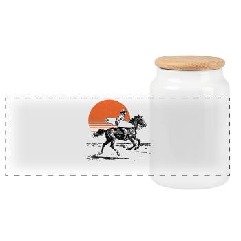 Surfer Cowboy - Panoramic Cookie Jar with Wooden Lid - white - Front