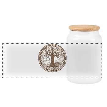 Trees Really Love My Discs Disc Golf Fun - Panoramic Cookie Jar with Wooden Lid - white - Front