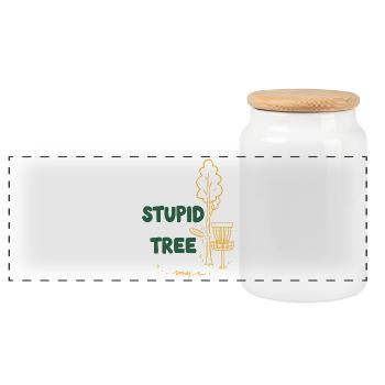 Blöder Baum lustiger Discgolfer Frisbee Golf - Panorama Keksdose mit Holzdeckel - Weiß - Vorne