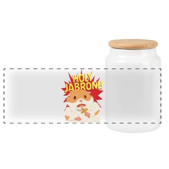 Holy Jabroni - Panoramic Cookie Jar with Wooden Lid - white - Front