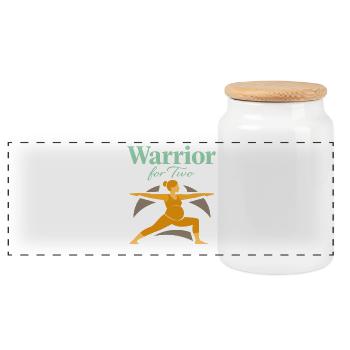 Prenatal Yoga Expectant Mother - Panoramic Cookie Jar with Wooden Lid - white - Front