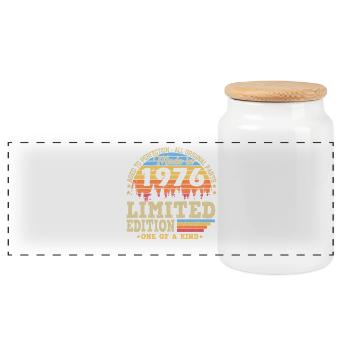 1976-Jahrgang-Vintage-Retro-Geburtstag-Geschenk - Panorama Keksdose mit Holzdeckel - Weiß - Vorne