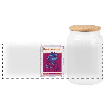 The Meowcrobiology Gang Cat Doctor - Panoramic Cookie Jar with Wooden Lid - white - Front
