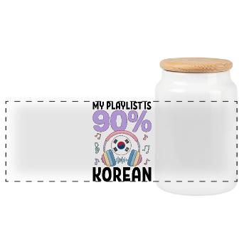 My Playlist Is 90 Percent Korean - Panorama Keksdose mit Holzdeckel - Weiß - Vorne