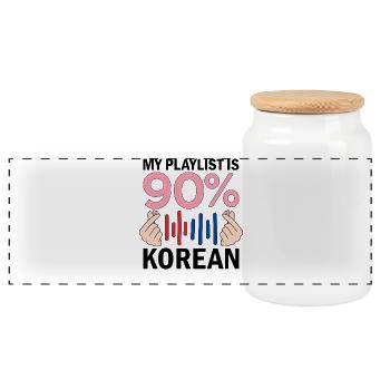 My Playlist Is 90 Percent Korean - Panorama Keksdose mit Holzdeckel - Weiß - Vorne