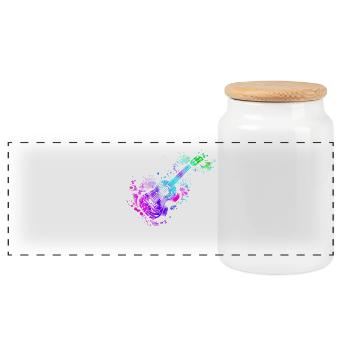 Hawaiian Ukulele Uke Watercolor - Panoramic Cookie Jar with Wooden Lid - white - Front