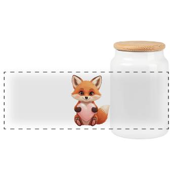 Un joli renard avec du cœur - Boîte à biscuits avec couvercle en bois - blanc - Devant
